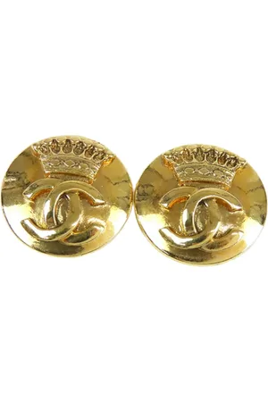 CHANEL 1996 vergoldete CC Crown Ohrclips