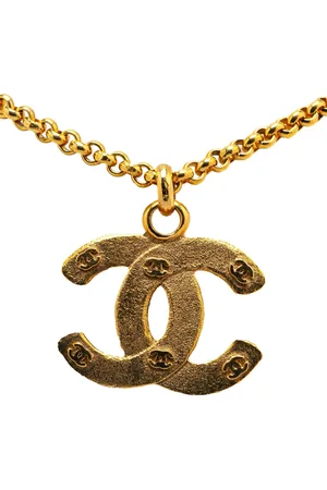 CHANEL 1980-1990 vergoldete Halskette mit CC-Anhänger