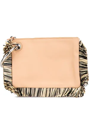 Fendi 2010-heute Zucca Triplette Clutch aus Leder und Raffiabast
