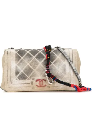CHANEL 2014 Medium Canvas Graffiti Tromp L Oeil Oh My Boy Flap crossbody bag