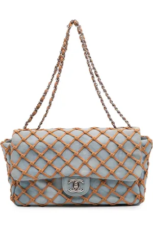 CHANEL 2010-2011 Jumbo Denim Canebiers Net Flap shoulder bag