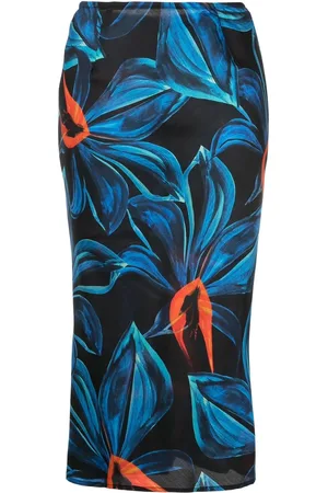 Louisa Ballou Midirock mit Orchideen-Print