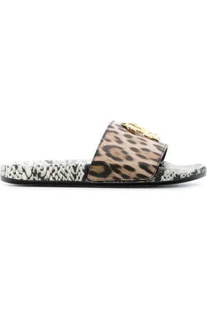Roberto Cavalli Pantoletten mit Logo-Schild
