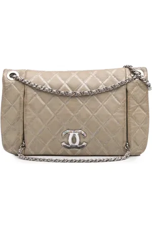 CHANEL 2010-2011 Quilted Metallic Distressed Lambskin CC Crystal Flap crossbody bag