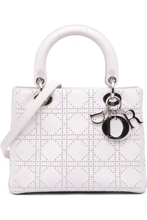Dior 2003 mittelgroße Cannage Lady Dior Satchel-Tasche aus Lammleder mit Nieten