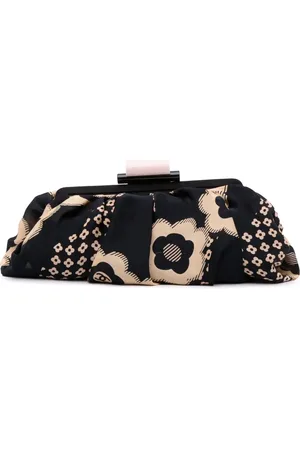CHANEL 2004-2005 CC Silk Camellia Frame clutch bag