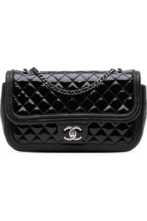CHANEL 2013-2014 Medium Quilted Patent and Lambskin Classic Twist Flap shoulder bag