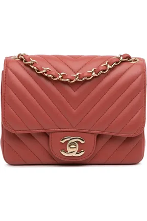 CHANEL 2018 Mini Square Classic Chevron Lambskin Single Flap crossbody bag