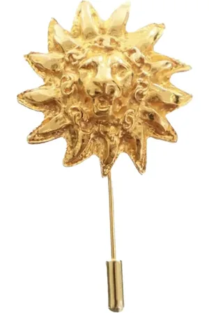 CHANEL 1970-1980 Plated Lion Head Pin Brooch costume brooch