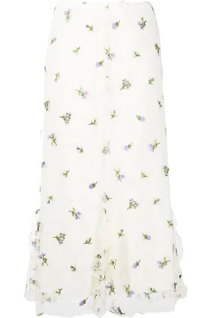 Anna Sui Rock mit Blumen-Stickerei