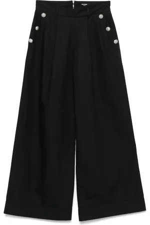 Balmain Palazzohose mit Logo-Knöpfen