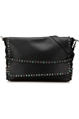 VALENTINO GARAVANI 2000-2017 Rockstud Rolling Flap Kuriertasche aus gekörntem Kalbsleder