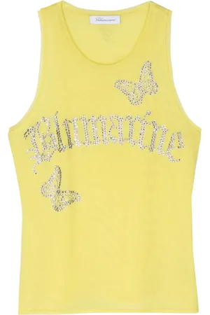 BLUMARINE Top aus Mesh mit Strasslogo