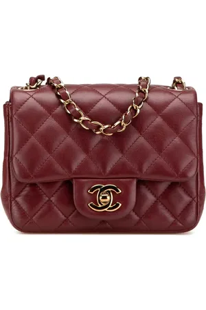 CHANEL 2021-2025 Mini Square Classic Lambskin Single Flap crossbody bag