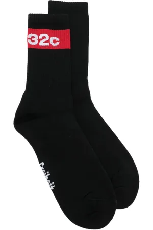 032c Gestrickte Socken mit Logo-Print
