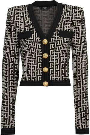 Balmain Cropped-Cardigan mit Monogramm