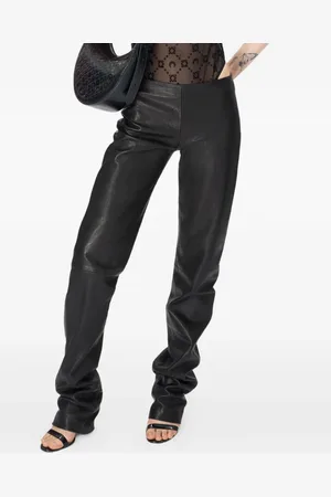 Marine Serre Satin-grain leather trousers