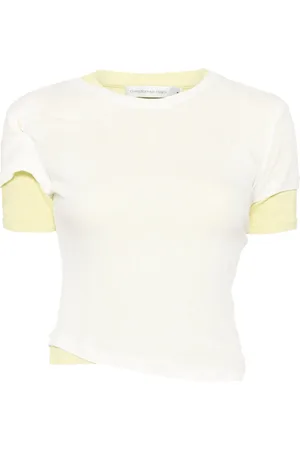 CHRISTOPHER ESBER Semi-transparentes T-Shirt mit geripptem Overlay