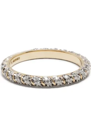 YVONNE LÉON 9kt Mini Torsade Gelbgoldring mit Diamanten