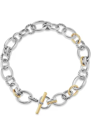 David Yurman 18kt DY Mercer Gelbgoldhalskette mit Diamanten (25mm)