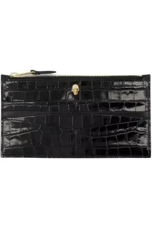 Alexander McQueen Portemonnaie - Flat Zip W/Cc Wallet - Black - Leather - Gr. unisize - in - für Damen