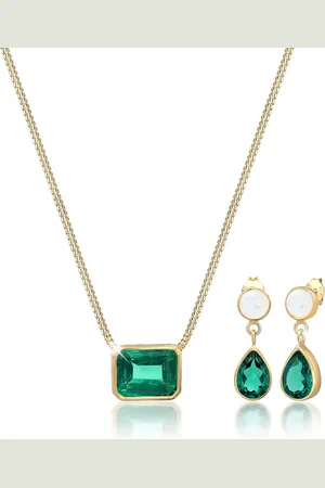 Elli Halsketten - Schmuckset Geo Mondstein Quartz Edelstein 925 Ster - Gr. unisize - in - für Damen