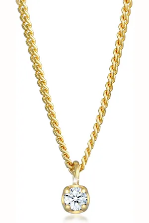 Elli Halsketten - Halskette Solitär Diamant (0.03 ct.) Elegant 375 G - Gr. unisize - in - für Damen