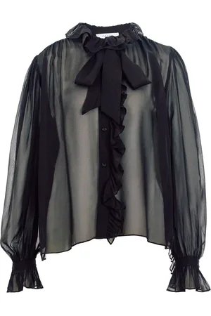 Frame RUFFLE FRONT BUTTON UP SHIRT Bluse - Größe M