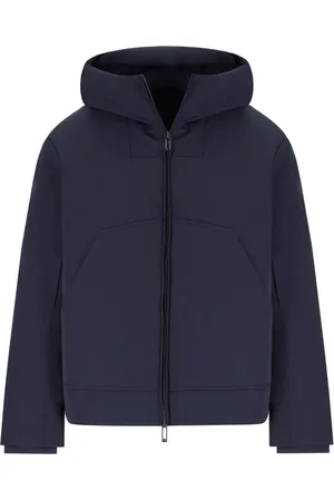 Emporio Armani Blue Navy Hooded Down Jacket - Größe L