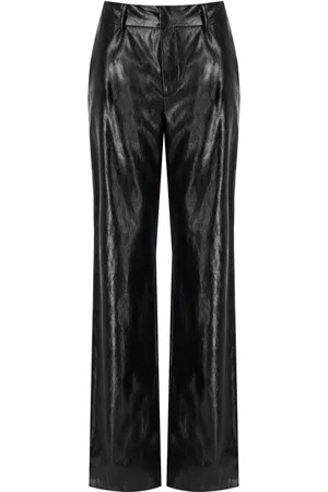 FEDERICA TOSI Black Leather Effect Trousers - Größe 40
