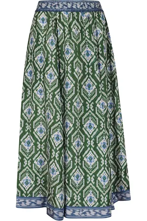 ZIMMERMANN Green/Blue Wylie Swing Skirt - Größe 1