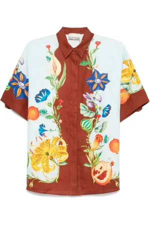 ALÉMAIS Light Blue Floral Print Dahlia Shirt - Größe 10