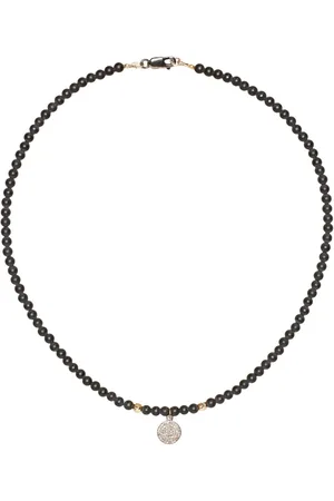 CATHERINE MICHIELS Halskette - Collier disque Argent Diamants agate noir FW2331 C - Gr. unisize - in Schwarz - für Damen