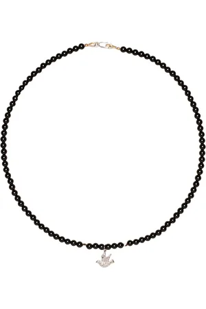 CATHERINE MICHIELS Halskette - Collier colombe Argent Diamants Agate noir FW2305 - Gr. unisize - in Schwarz - für Damen