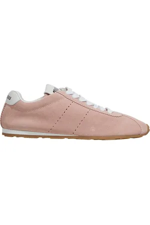 Miu Miu High-Top Sneaker - Logo Printed Lace Up Sneakers - Gr. 38 (EU) - in Gold - für Damen