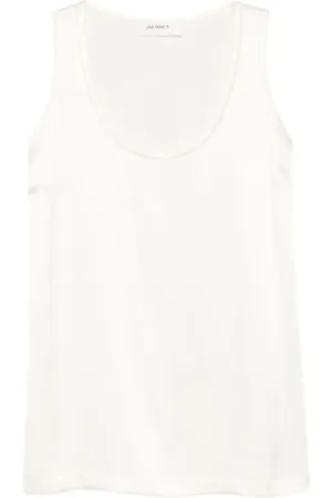 Lisa Yang White Scoop Neck Silk Tank Top - Größe 1