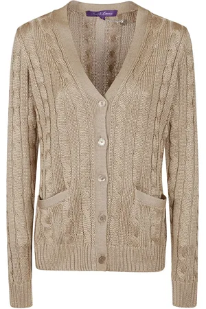 Ralph Lauren Light Beige Cable Knit Cardigan - Größe XS