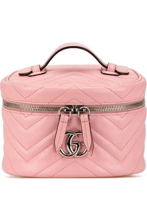 Gucci Kosmetiktaschen - 2016-2023 Mini GG Marmont Round Leather Vanity Bag - Gr. unisize - in Gold - für Damen