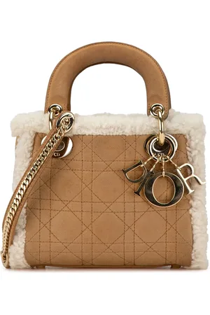 Dior Hobo Bags - Mini Suede Shearling Cannage Lady Dior - Gr. unisize - in - für Damen