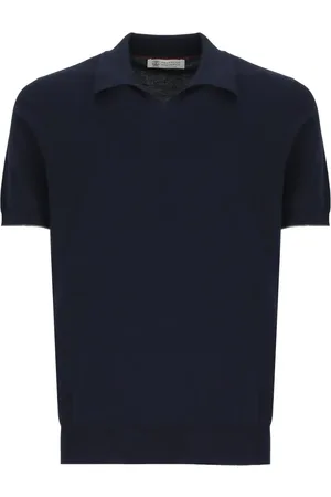 Brunello Cucinelli Fitted Dark Blue Cotton Polo Shirt - Größe 50