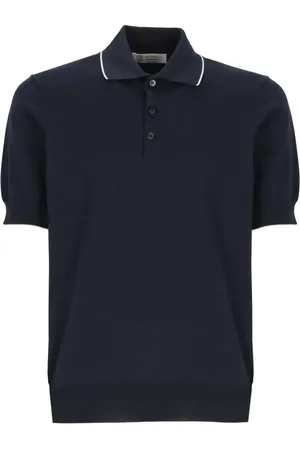 Brunello Cucinelli Dark Blue Cotton Polo Shirt - Größe 48