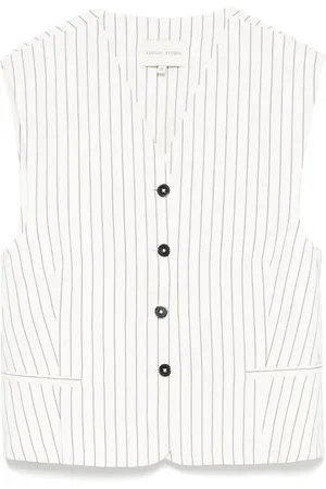 Loulou Studio White Striped Waistcoat - Größe 36