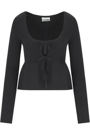 Ganni Black Cardigan With Laces - Größe M