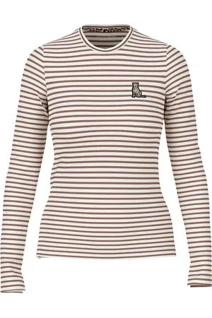 Marc Cain Langarmshirt mit Streifen und Stick - Größe 40