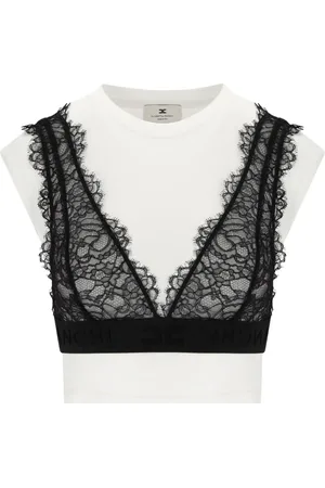Elisabetta Franchi T-Shirt With Lace Bralette - Größe 42