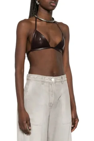 Rick Owens Reggiseno In Pelle Bra Mahogany - Größe 42