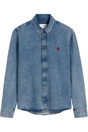 Ami Denim-Hemd mit Logo-Stick - Größe XL
