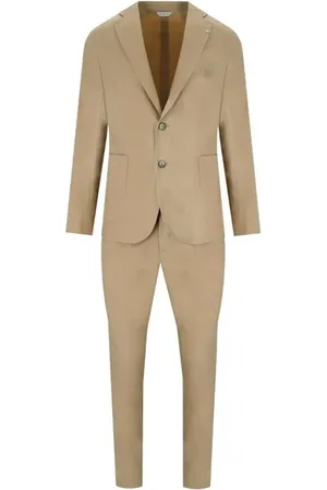 Manuel Ritz Beige Single-Breasted Suit - Größe L