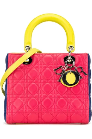 Dior Crossbody Bags - 2013 Medium Tricolor Lambskin Cannage Lady Dior - Gr. unisize - in Gold - für Damen
