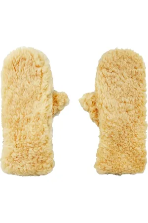 Bottega Veneta Handschuhe - Teddy Shearling And Leather Logo Gloves - Gr. 9 - in - für Damen